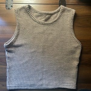 Women’s Waffle Light Brown Crop Top